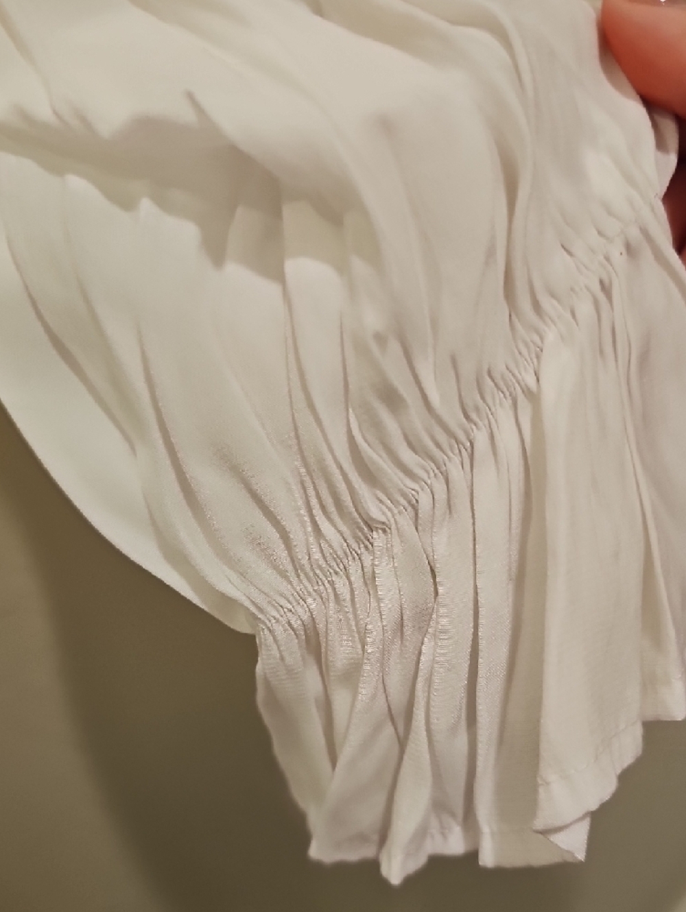 White Bohemian Maxi Dress with Ruching and Tie Detail - Picture 5 of 9